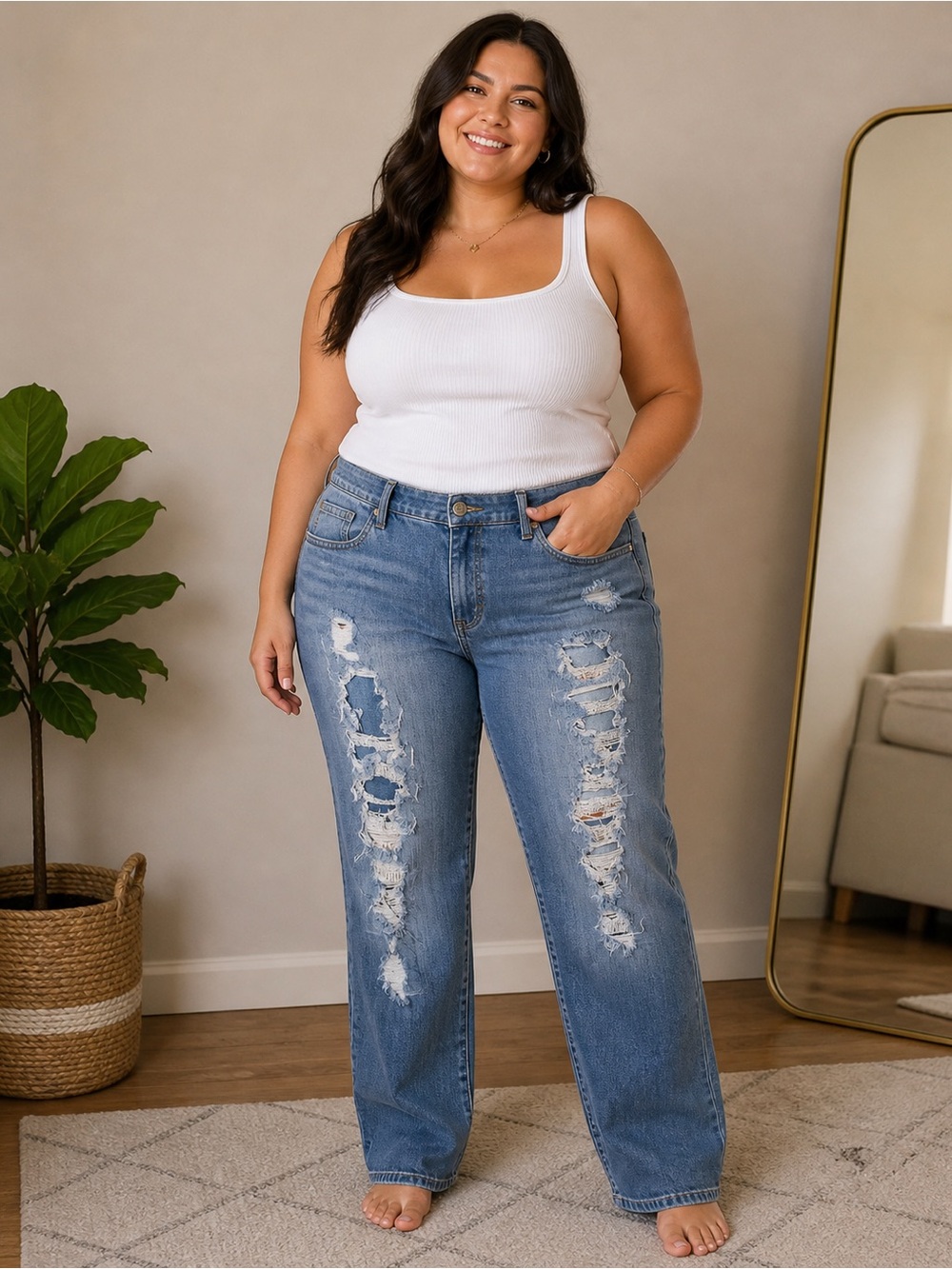 Torrid Blue Distressed Boyfriend Jeans